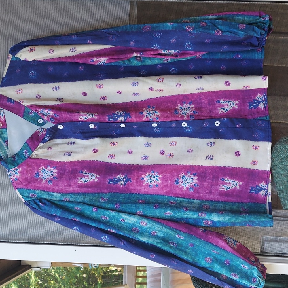 Mandarin Collar, Button Down L/S Puff Silky Sleeve Blouse Sz XL
(Bin 1) - Picture 1 of 12